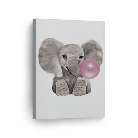 Smile Art Design Cute Baby Elephant Animal Bubble Gum Art Pink