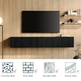 thumbnail image 5 of WAMPAT Floating TV Stand for 80" TVs, Wall Mounted TV Shelf with 3 Fluted Flip-Down Doors, Floating Shelf for Living Room, Bedroom, 70 inch, Black, 5 of 7