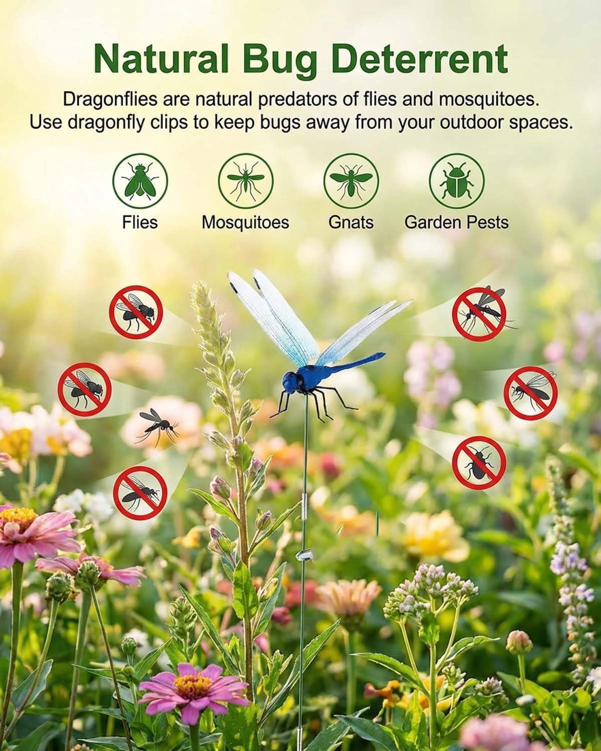 AHeartcove Dragon Fly Clips for Bugs Repellent Decor, 3D Fake Dragonfly Rod Clip Repe Llent to Keep Bug Away, Realistic Decoy Plant Clips for Garden Yard Patio Decorative Outdoor (40)
