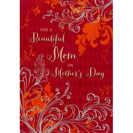 Designer Greetings Gold Foil Flowers on Deep Red: Mom Mother's Day Card