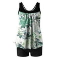 thumbnail image 5 of Amzcrzy Tankini Bathing Suits for Women Hawaii Floral Print Tummy Control Two Piece Swimsuits Blouson Retro Flower Leaf Swim Tank Top with Boy Shorts, 5 of 6