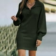 thumbnail image 2 of Women's Long Sleeve Knitted Sweater Dress Fashionable Medium Length Wool Blend Comfortable Winter Outfit, 2 of 2