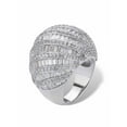 thumbnail image 2 of PalmBeach Jewelry Baguette-Cut and Round Cubic Zirconia Dome Ring 9.79 TCW Platinum-Plated, 2 of 5