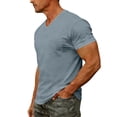 thumbnail image 6 of ZXLBBD T Shirts for Man Short Sleeve V Neck Solid Color Comfortable Fit Basic Tee with Front Pocket for Beach Vacation Versatile Casual Outdoor T-Shirt,Light Gray,XL, 6 of 7