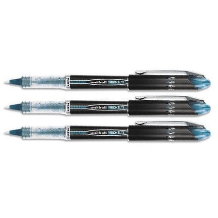 uniball Vision Elite Stick Roller Ball, Blue-Black, Micro Pnt, 3 Pens 69176
