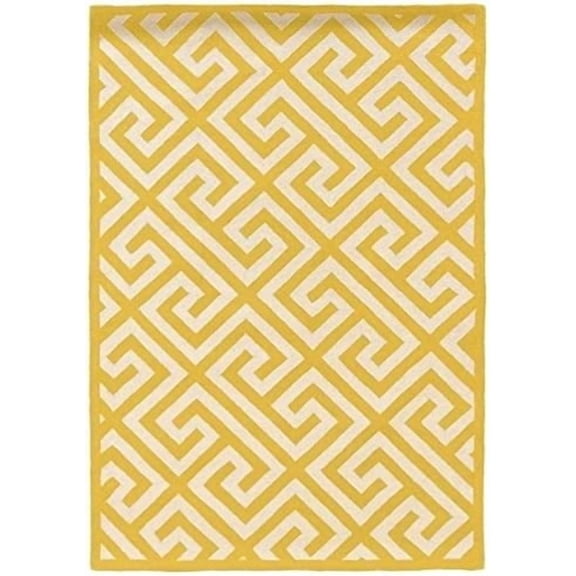 Hawthorne Collection 5' x 7' Hand Hooked Key Wool Rug in Yellow