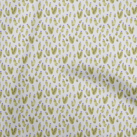oneOone Cotton Silk Olive Green Fabric Cactus Sewing Fabric By The Yard Printed Diy Clothing Sewing Supplies 42 Inch Wide