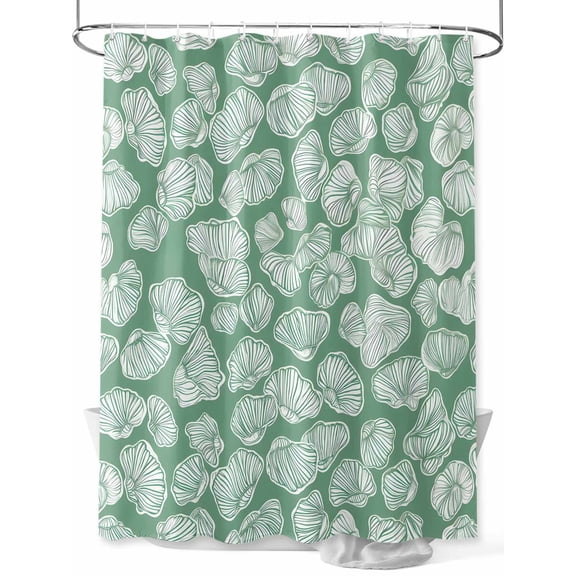 Fsddascl Ocean Conch Shower Curtain Set - 72" x 78" Washable Bathtub Curtain with 12 Hooks, Coastal Green Shell Summer Beach Waterproof Fabric Stall Shower Curtains for Bathroom/Bathtub Décor