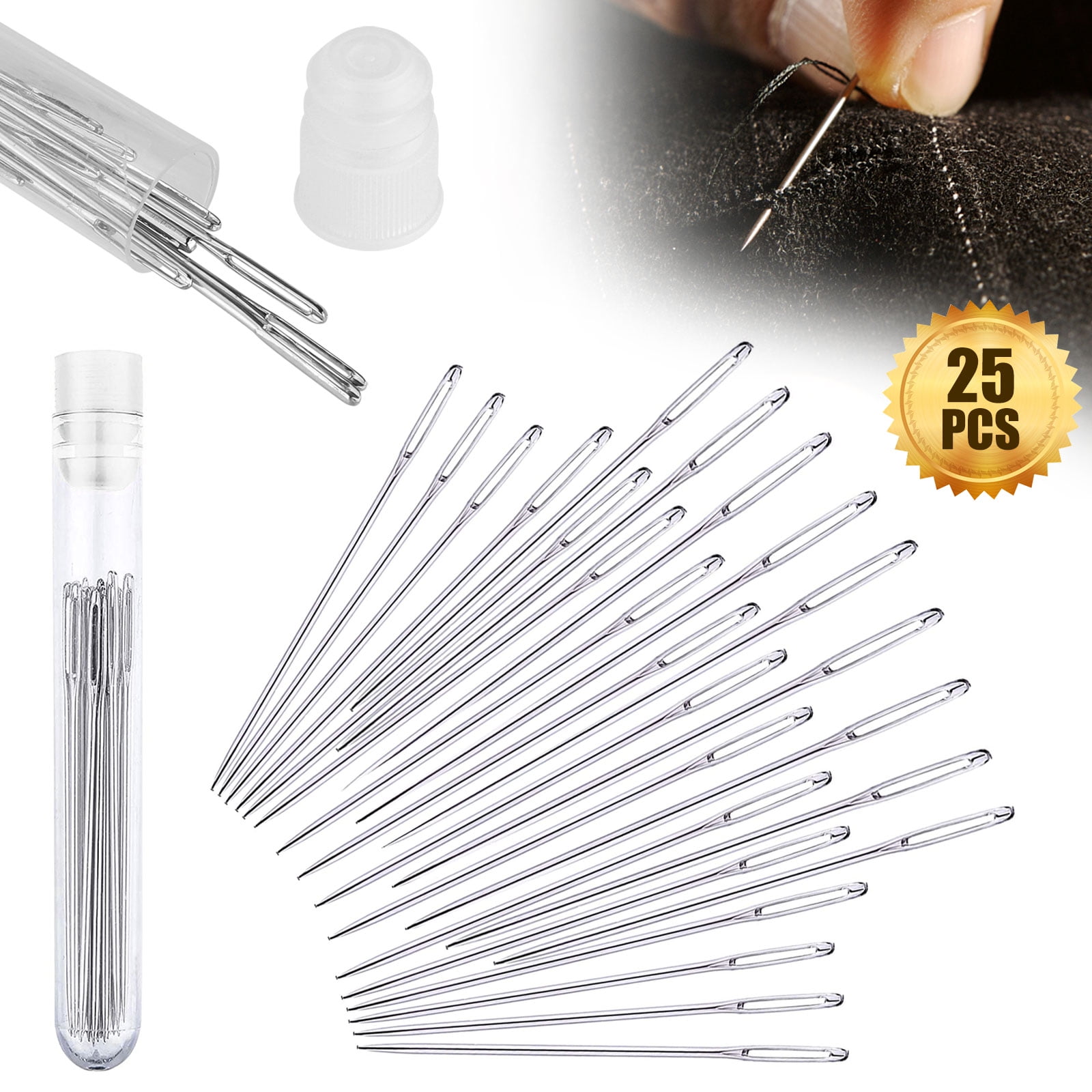 Ownsig 20 Pieces Large-Eye Stitching Needles Hand Sewing Needles for Leather Projects 