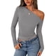 thumbnail image 1 of Remera PRETTYGARDEN Mujer Hombros Descubiertos Manga Larga Gris XL, 1 of 8