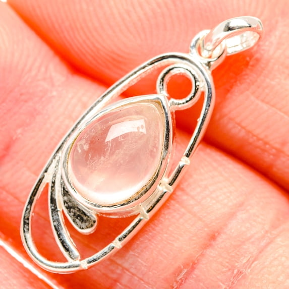 Rose Quartz Dainty Pendant 1 1/4" (925 Sterling Silver) - Handmade Boho Vintage Jewelry PD34491