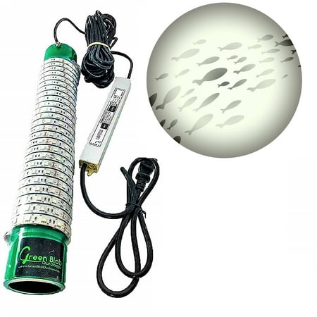 Green Blob Outdoors - Underwater Fishing LED Lights for Docks & Boats with 3 Prong Plug + Clips + Cig Lighter Plug 50ft & 30 000 Lumens White