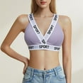 thumbnail image 2 of ManxiVoo Soutien-Gorge Léger à Bord Contrastant avec Détail de Lettres à la Mode Confortable Top Triangle Sans Armatures Taille g Violet Clair, 2 of 5
