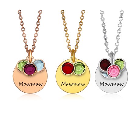 MawMaw Necklace Personalized With Grandkids Birth Month Birthstones - MawMaw Gifts from Grandkids - Custom Grandma Jewelry with Custom Birth Stone Charms Handmade Jewelry - Mother's Day Gifts