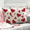 thumbnail image 3 of Valentine''s Day Pillow Covers 16x16 Inch Set of 2 Red Hearts Decor White Throw Pillow Covers Valentine''s Day Cushion Case Decoration for Sofa Couch, 3 of 6