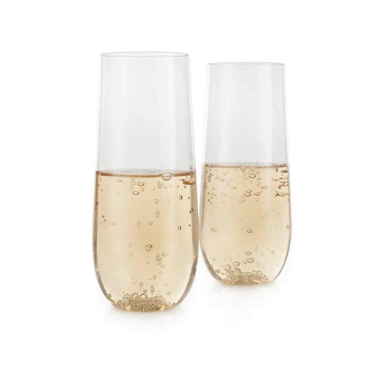 True Flexi Stemless Champagne Flute Set, Clear, 8 oz - 2 count