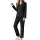 thumbnail image 4 of Conjunto de pijamas para mujer INSPIRE CHIC de manga larga, con botones, cuello de muesca, ropa de casa y pantalones con cordón y bolsillos M Negro, 4 of 6