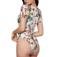thumbnail image 3 of Easygdp Watercolor Floral With Butterflies Women's One-Piece Swimsuit Slim Fit Crew Neck Bodysuit Athletic Swimwear with Concealed Buckle - X-Large, 3 of 9