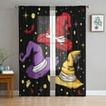 thumbnail image 3 of Sheer Curtains 84 inches Long, Halloween Wicked Witch Hat Light Filtering Sheer Window Curtains Rod Pocket Voile Drapes for Bedroom Living Room, 52"W x 84"L 2 Panels, 3 of 7