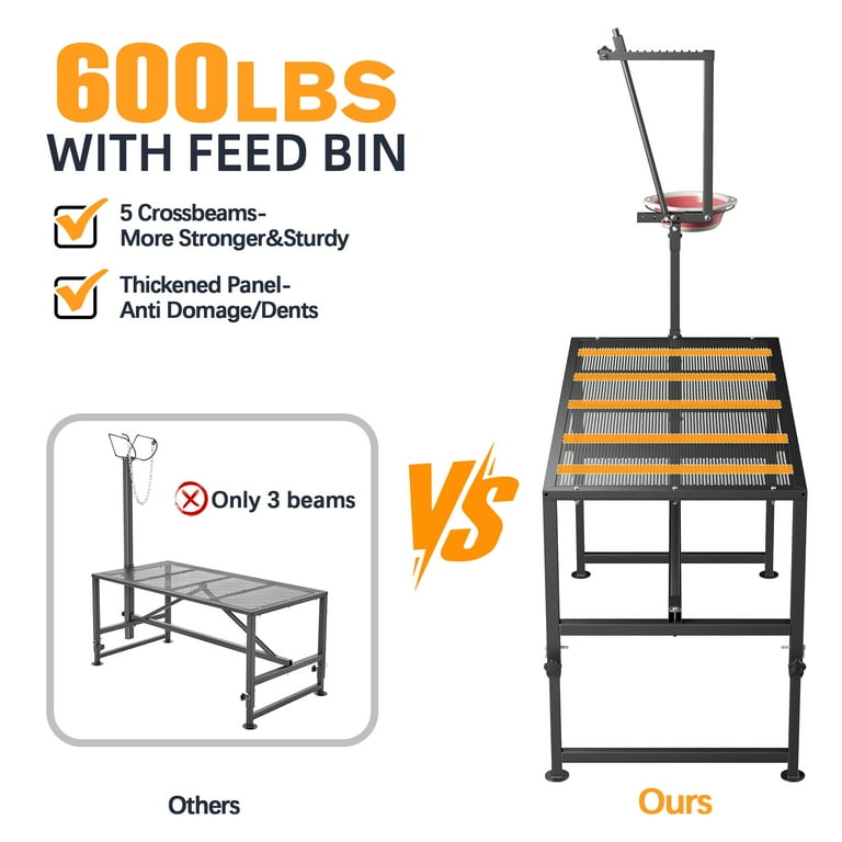 Fenbeli Goat Trimming Stand with Feed Bin, 600 lbs Capacity