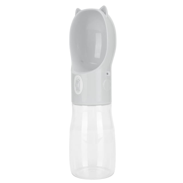Botella de agua para perros a prueba de fugas, apta para lavavajillas, botella portátil para beber para mascotas, para gatos, cachorros, conejos, 380 ml, gris S