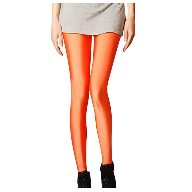 Gibobby Mallas Afelpadas Color Pantalones elásticos para mujer con control de espectáculo, pantalones de cintura alta y delgada (Anaranjado, M)