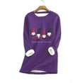 thumbnail image 2 of Ichuanyi Womens Fall Tops, Women Thick Fleece Sweatshirt Christmas Print Velvet Warm O-neck Underwear Top, 2 of 3
