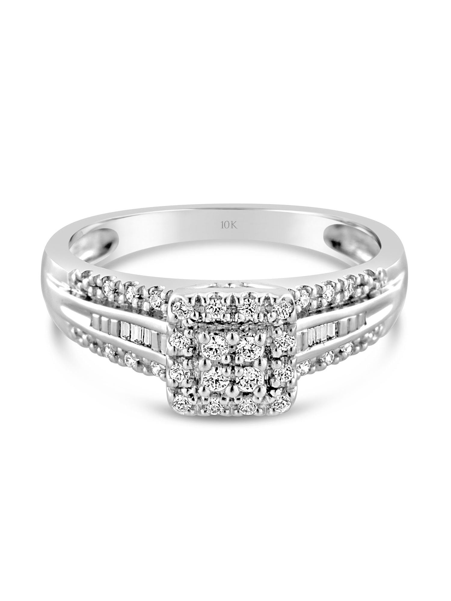 Keepsake 1/5ctw Diamond 10kt White Gold Square Halo Engagement Ring (H-I, I2)