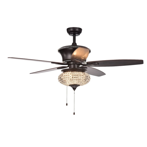 Vasilisa 52-Inch 5-Blade Ceiling Fan Crystal Shade Brown Finish