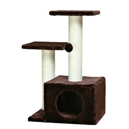 UPC: 4011905437767 | TRIXIE Valencia Plush & Sisal 3-Level 28 Cat Tree with Scratching Posts & Condo Brown