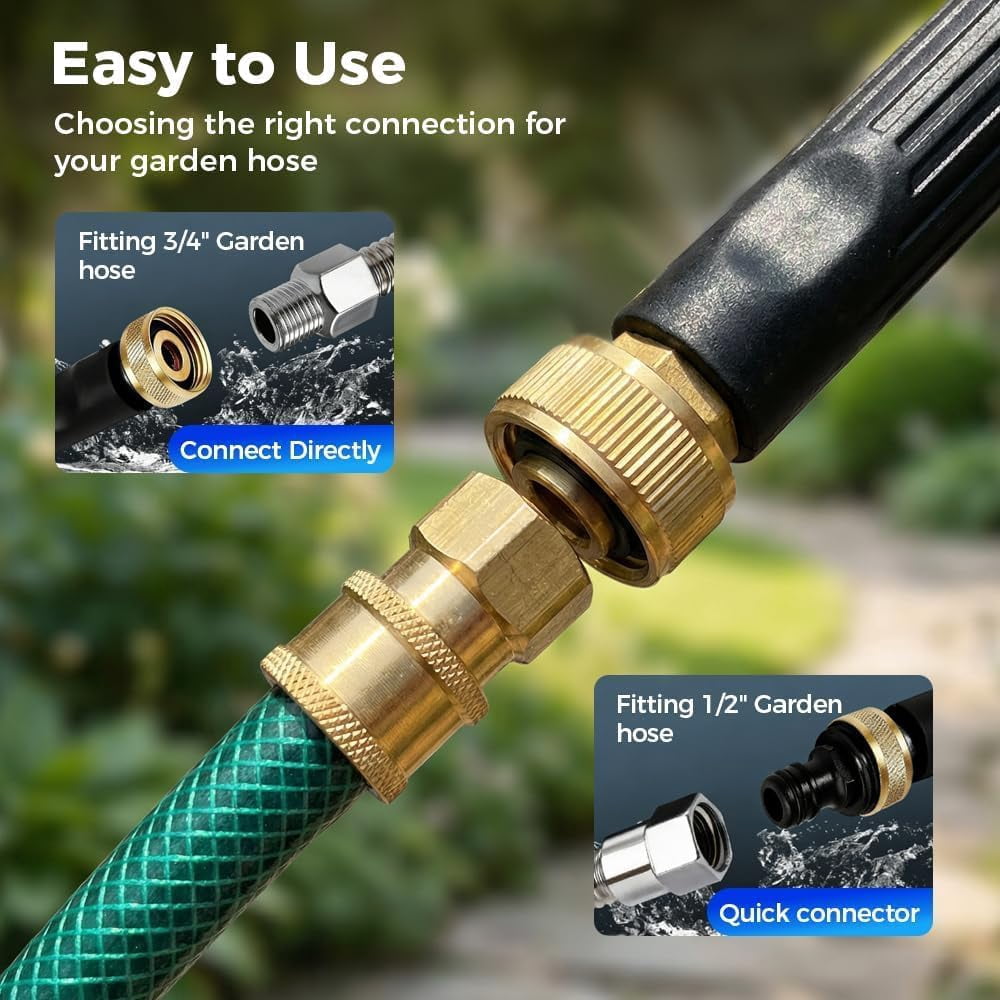2026 Jet Nozzle Power Washer Wand for Garden Hose, 3 Interchangeable Spray Nozzles, Adjustable Patterns for Patio & Outdoor Cleaning (Black, 1pc)