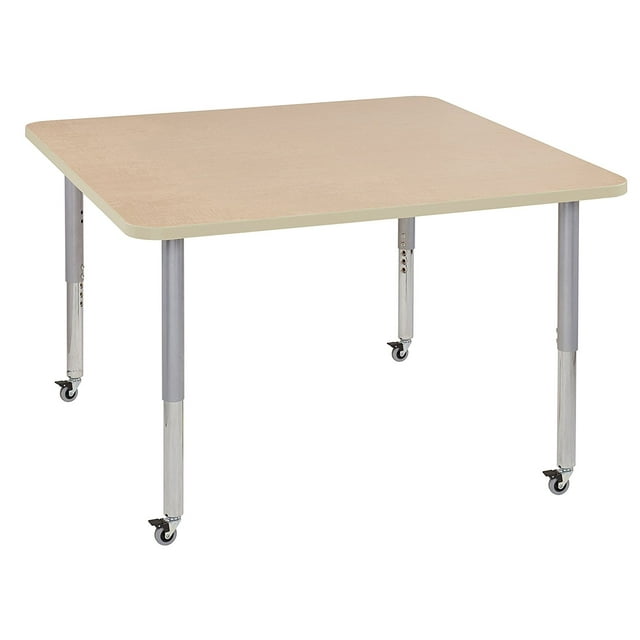 ECR4Kids 48in x 48in Square Everyday T-Mold Adjustable Activity Table Maple/Maple/Silver - Super Leg
