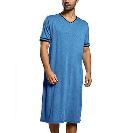 

Yobecho Men s Summer Cotton Pajamas V-neck Short-Sleeved Pajamas