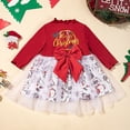 thumbnail image 2 of 2DXuixsh Robe de Fête pour Fille Robe Fille Noël Tulle Dentelle Manches Longues Vêtements pour Filles Coupe Trapèze Automne Hiver Robes Robe Florale pour Mariage Fête Rouge Taille 120, 2 of 8