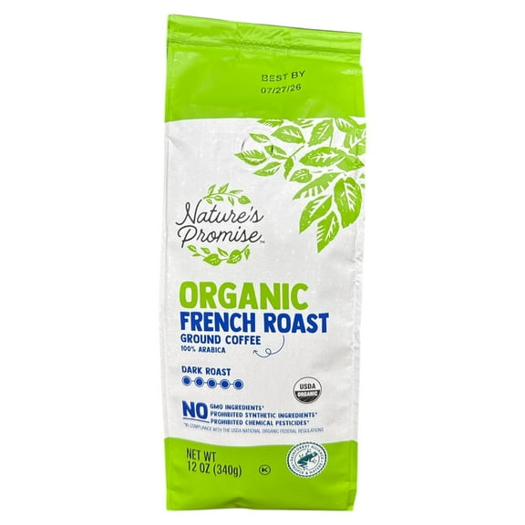Nature’s Promise Organic French Roast Ground Coffee, 100% Arabica Dark Roast, 12 oz
