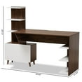 thumbnail image 3 of Modern Two-Tone White and Walnut Brown Finished Wood Storage Computer Desk with Shelves, 3 of 4