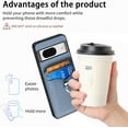 thumbnail image 6 of Phone Case for Google Pixel 8 5G Wallet Cover with Tempered Glass Screen Protector and Slim Ring Stand Credit Card Holder Magnetic Leather Cell Accessories Pixel8 Pixle Eight Women Men Blue, 6 of 7