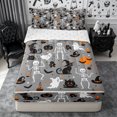 thumbnail image 3 of Erosebridal Halloween Ghost Zipper Twin Comforter Sets with Fitted Sheet and 2 Pillowcases,Gothic Skeleton Zipper Bedding Set,Grey,Reversible, 3 of 7