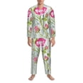 thumbnail image 3 of Naloa Vintage Wood Background with Floral Men’s Pajamas Set - Long Sleeve Button Down Sleep Shirt and Pajama Bottoms Sleepwear Set-Medium, 3 of 7