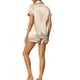 thumbnail image 3 of Conjuntos de pijama para mujer INSPIRE CHIC, camiseta de manga corta con botones y pantalones cortos, conjuntos de lounge XL color champán claro, 3 of 6