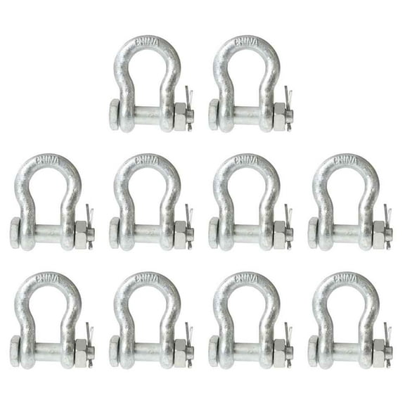 Anchor Shackle - Bolt Type - 5/16" Steel - 0.75 Ton - 10 Pack