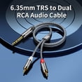thumbnail image 2 of 6.35 mm to 2RCA Cable 6 ft, FT 6.35mm 1/4 inch Male TRS Stereo Plug to RCA Male Audio Y Splitter Cable Insert Cord, 2 of 6