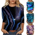 thumbnail image 6 of VerPetridure Women's Casual Print 3/4 Sleeve T-Shirts Blouses Crewneck Slim Fit Cotton Tunic Tops Soft Breathable Comfy Tee Shirts, 6 of 6