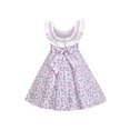 thumbnail image 2 of Robe Fille Col Rond Dos Nu Broderie Smockée Volant Vintage Sans Manches 4 Ans, 2 of 6