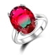 thumbnail image 3 of Anillo de boda de turmalina Multicolor, joyería nupcial, regalo de fiesta de compromiso, piedra preciosa arcoíris grande ovalada AAAAA, 13x18MM, 3 of 4