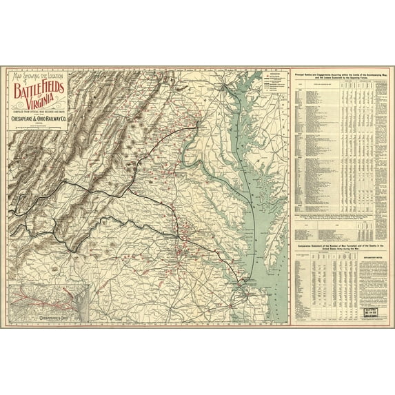 24"x36" Gallery Poster, Map of battle fields of Virginia 1902