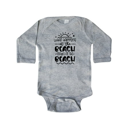 

Inktastic Spring Break What Happens at the Beach Stays at the Beach Gift Baby Boy or Baby Girl Long Sleeve Bodysuit