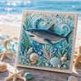 thumbnail image 2 of Ocean Theme DIY Pearl Art Kit Blue Shark Wave 3D Sparkling Coastal Mosaic Diamond Painting with Pearls Rhinestones Coastal Home Wall Decor Handmade Gift for Adults Teens Beach Lovers, 2 of 7