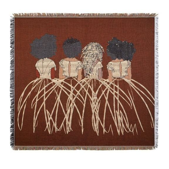 Pardon My Fro Royal Brown Woven Tapestry Throw Blanket for Women, Cotton Poly Blend, 55.6"x61.6"