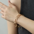 thumbnail image 2 of Conjunto de joyería de oro para mujer, collar de cadena de eslabones con pulsera y pendientes de cadena de oro, gran regalo para mujer, 2 of 5
